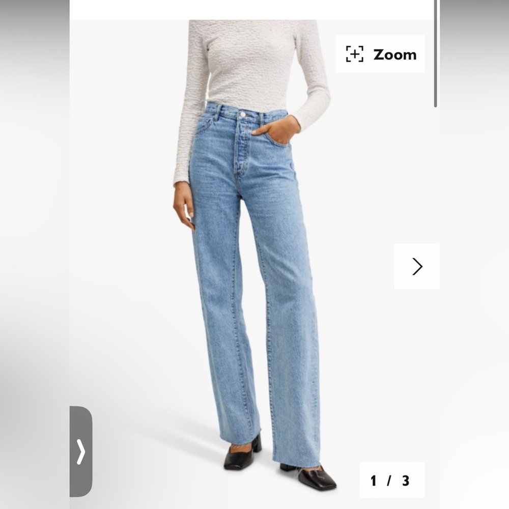 Mango Nora Light Blue High-Waist Wide Leg Jeans